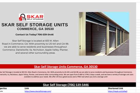 Skar Self Storage Units Commerce, GA 30530 - (706) 539-5446 Links