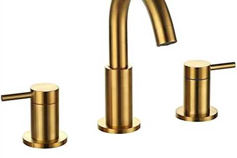 Hideno Brushed Gold Bathroom Faucet ,Two Handle 8 inch Widespread Bathroom Sink Faucet Gold with..