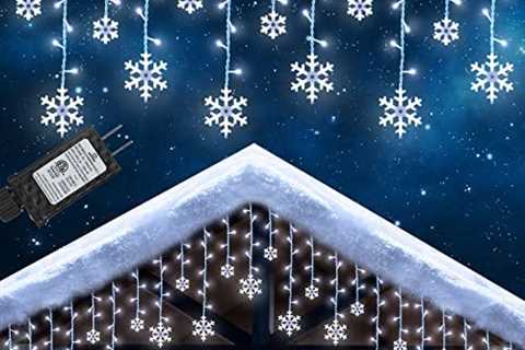 Joomer Christmas Snowflake Lights, 18ft 280 LED Snowflake Icicle Lights with 22 Drops, 8 Modes,..
