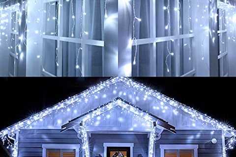 Joomer Christmas Icicle Lights,300 LED 29ft 8 Modes with 60 Drops,Christmas Lights with Timer..