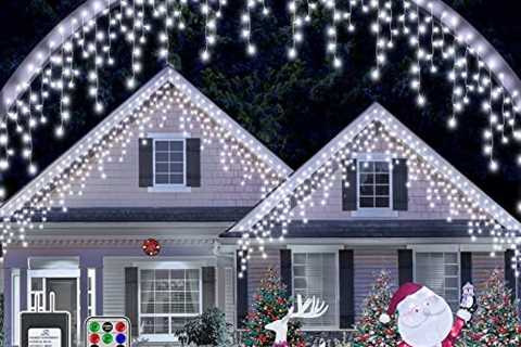 Ollny Icicle Christmas Lights Outdoor, Icicle Lights 594LED 49ft Connectable Hanging Fairy String..