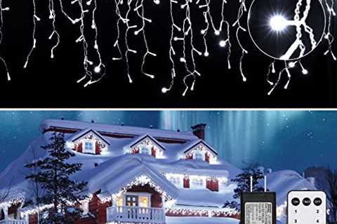 Led Icicle Christmas Lights Outdoor, 19.6 Feet 54 Drops with 306 Led, 8 Modes Timing Connectable..