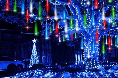 Christmas Meteor Shower Lights Outdoor Multi Color, 11.8 Inch 16 Tubes 384 LED Icicle Lights..